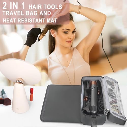 Hair Tools Travel Bag with Heat Resistant Mat Hair Styling Accessories Storage Case for Hair Dryer Flat Iron Straightener Curling Iron Haircare Accessories Travel Essentials for Women - Image 2