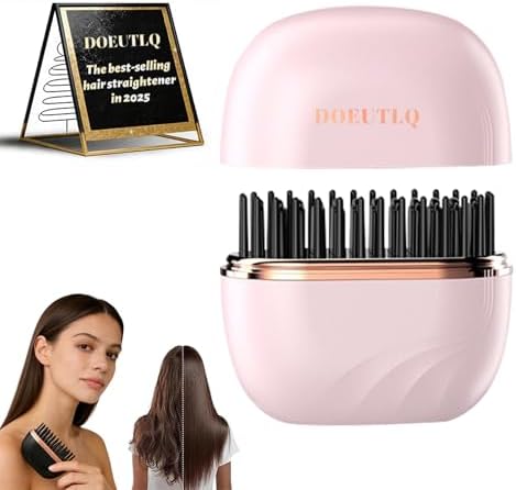 Mini Hair Straightener Portable 2026 Cordless Curling Iron Small Flat Steam Hair Straightener Brush Travel Hot Styling Tools for Women Wireless Tiny Ceramic Hairdressing Comb Size by Unknown