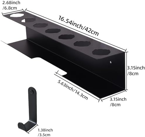 Hair Dryer Holder for Airwrap, Aluminum Hair Tool Holder Wall Mount Black with 7 Custom Slots & Cable Hook, Hair Tool Organizer Wall Mounted for Bathroom BANJEKT - Image 6