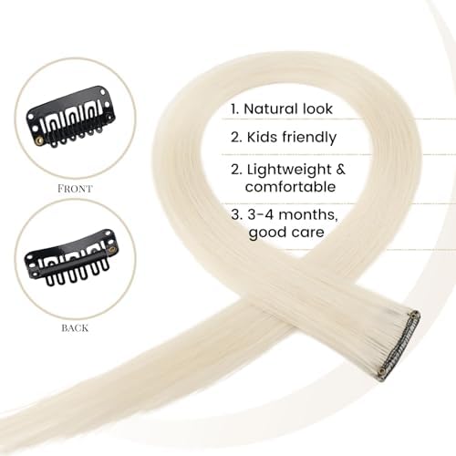 10 Pcs Off White Clip in Hair Extensions Highlights 22 Inch - Image 4
