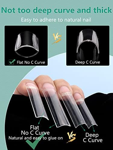 LIONVISON 3XL Square Nail Tips: 504 PCS No C Curve Clear Nails Tips - Image 5