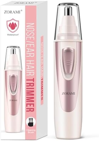 Ear and Nose Hair Trimmer Clipper - 2026 Professional Painless Eyebrow & Facial Hair Trimmer for Men Women, Battery-Operated Trimmer with IPX7 Waterproof, Dual Edge Blades for Easy Cleansing Blue by ZORAMI