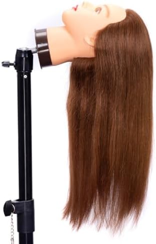 20inch 100% Mannequin Head Human Hair Doll Head for Hair Styling - Image 4