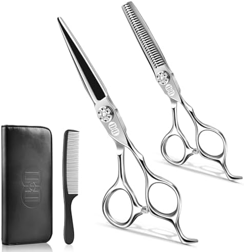CIICII Professional Hair Cutting Scissors Kit, 440C 6.7″ Barber Shears Set by CIICII