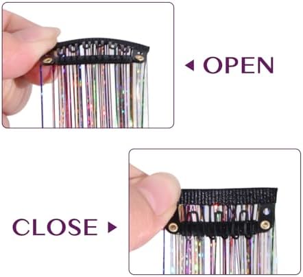 IDN BEAUTY Hair Tinsel Clip In Rainbow Sparkle Hair Extensions 24 Inch 6pcs - Image 4