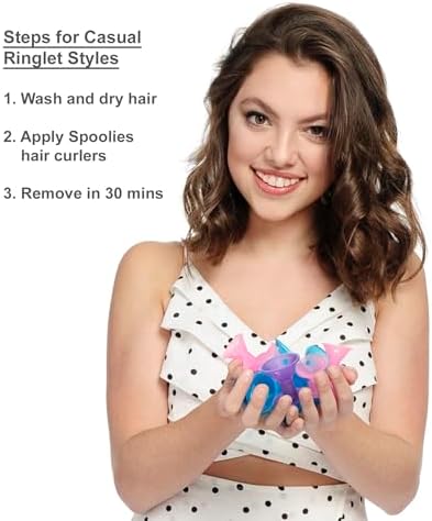 Spoolies Original Hair Curlers, Heatless Silicone Rollers for Natural Hair, Hair Extension plus Wigs, Made in USA, Patented (Playful Pink) - Image 4