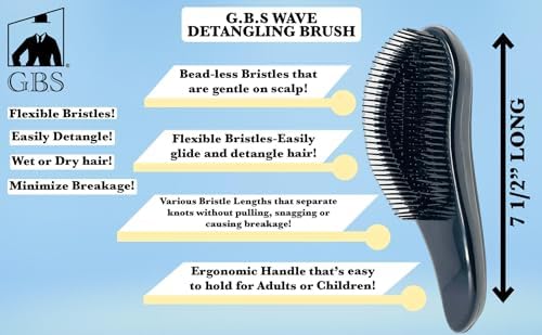 Wave Detangling Brush – Pack of 2, Black | Detangler Hair Brush for Curly, Wavy, Thick or Wet Hair | Flexible Bristles for Easy Glide, Anti-Breakage & Pain-Free Styling - Image 5
