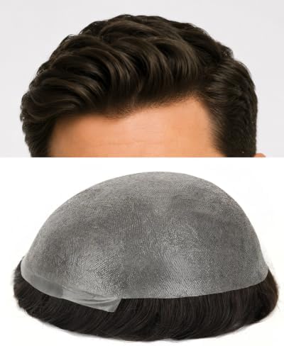 0.06mm Thin Skin Mens Hair System, #3 Medium Brown by TOPUNIQUE