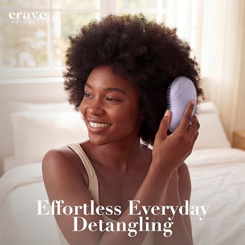 Crave Naturals Mini Detangler Hair Brush Purple – Glide Thru Hair Detangler Brush for Women, Kids & Toddlers – Gentle Scalp Care, No-Pain Tangle-Free Hairbrush for All Hair Types, Travel Hair Brush - Image 4