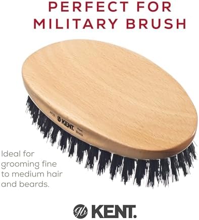 Kent PF22 Oval Black Military Brush - Boar and Nylon Bristle Mix for Men's Grooming, 360 Wave, and Facial Care. Made in England - Image 3