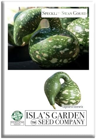 Speckled Swan Gourd Seeds (Lagenaria siceraria 'Speckled Swan') –15 Non-GMO Heirloom Seeds by Isla’s Garden Seeds, Unique Swan-Like Shape w/Decorative Speckles, Ideal for Crafts, Fall Displays & More by IslasGardenSeedsCompany