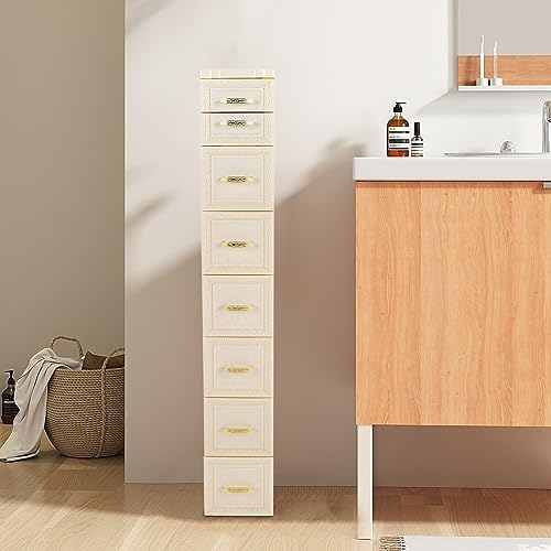 45.6 Inch Bathroom Floor Cabinet Narrow Tall Slim Storage Sandwich Cabinet New - Image 7