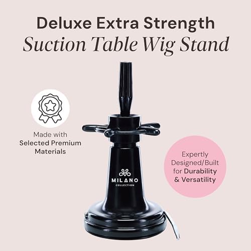 MILANO COLLECTION Deluxe Premium Suction Table Stand - Black for Wig and Mannequin Head - Image 2
