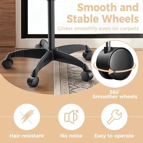 37" Black Salon Tray on Wheels, Adjustable Rolling Cart for Spa - Image 3