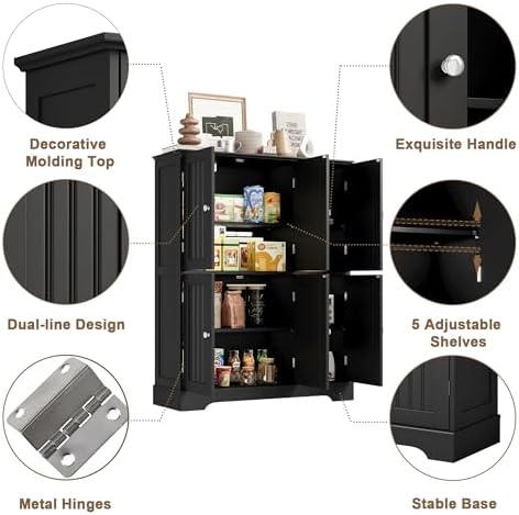 ChooChoo Bathroom Floor Cabinet with 6 Doors and Adjustable Shelves - Image 4