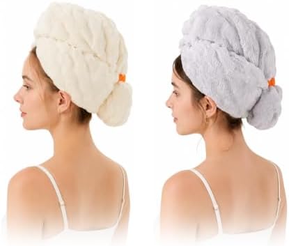 Microfiber Hair Drying Towel 2Pack, Large Size for Women, with Elastic Band by Unknown
