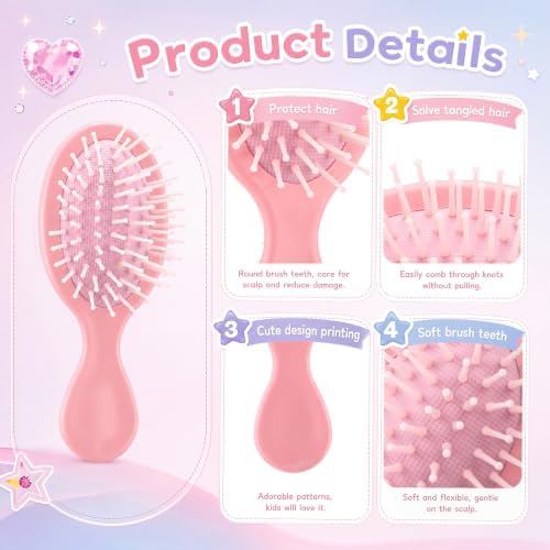 24 Sets Hair Brush Decorating Kit, 5.5" Mini Hair Brush Craft Kit - Image 3