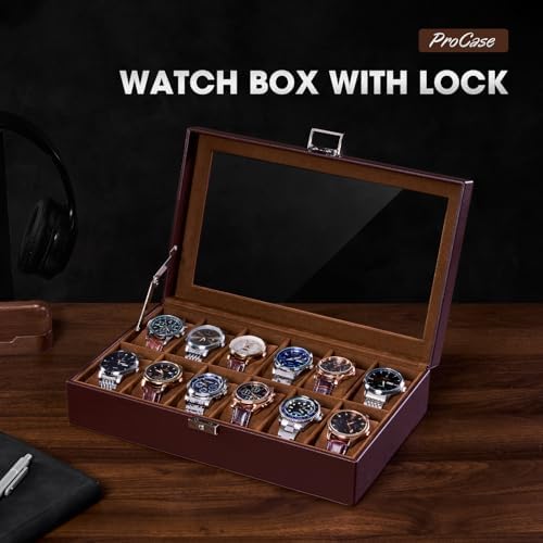 ProCase 12 Slots Watch Case Box for Men -Espresso - Image 6