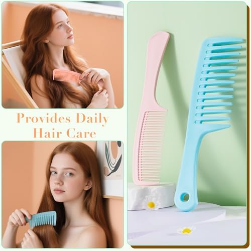SALONSILK Dopamine Colorful 4PCS Professional Comb Set, Wide Tooth Rat Tail Fine Tooth Hair Combs, Braiding Cutting Barber Styling Curly Parting Set for Men and Women - Image 6