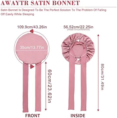 AWAYTR Wide Band Satin Bonnet, Tie-Band Sleep Cap for Curly Hair Women - Image 2