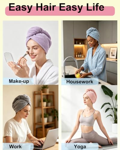 Lumimi Microfiber Hair Towel Wrap 3 Pack for Women, 3 Colors A - Image 2