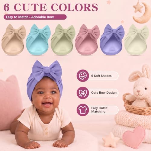 6 Pcs Newborn Satin Bonnet for Infant 0-6 Months - Image 4