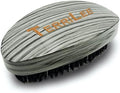 Premium Palm Wave Brush for Men 360 - Medium Hard Curved 360 Wave Hair Brushs - Made with Nature Beech & Nylon Boar Bristle Men's Hair Brush For Black Men 360 (Gery wood grain) by Terrilee