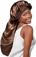 YANIBEST Silk Feeling Bonnet for Sleeping Braid Bonnet for Long Hair Brown by yanibest