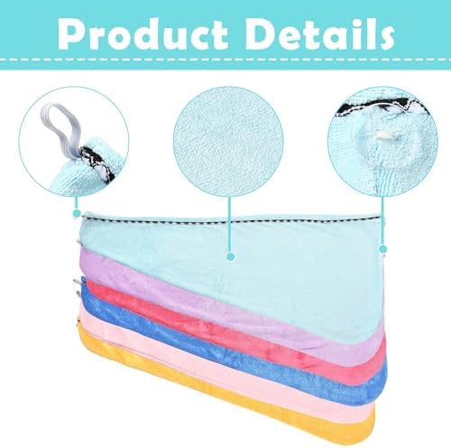 Microfiber Hair Towel Wrap 2 Pack Hair Drying Towel with Button for Women Hair Towel Turban Quick Dry Anti-frizz Absorbent Head Towel Pearl Pink - Image 6