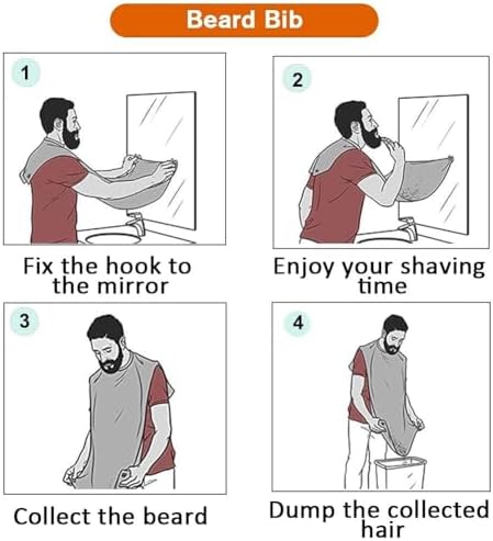 Beard Bib for Men, Shaving Hair Catcher Apron with Suction Cups, White - Image 3