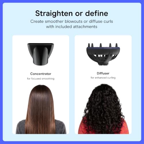 Conair Hair Dryer with Multi-Chamber Hair Diffuser Attachment, Dark Blue - Image 3