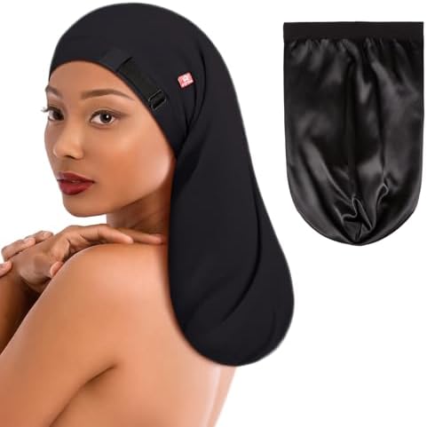 Long Satin Hair Bonnet for Locs, Dreadlocks & Braids, Sleeping Cap Women by FITTIA