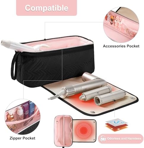 Leudes Hair Tools Travel Bag for Women Heat Resistant Mat for Travel Essentials Hot Tools Straighteners,Flat Irons,Curling Iron,Hot Air Brushes and Hair Dryer Organizer Bags 2 in 1(Black) - Image 3