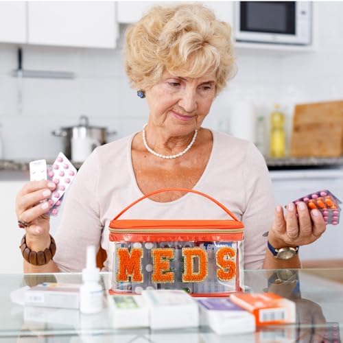 Geetery Meds Travel Bag Orange, Meds Chenille Letter Clear - Image 5