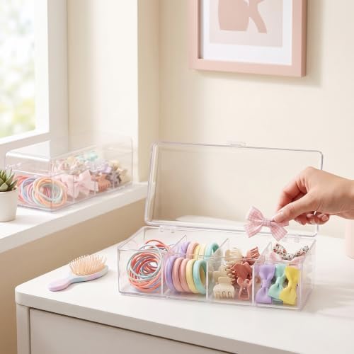 JessLab Hair Accessories Organizer for Girls Bows, Hair Clip, 4 Compartment - Image 6
