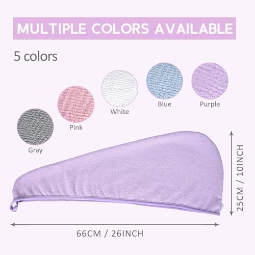 Microfiber Hair Towel Hair Wrap: 2 Pcs 10X26 Hair Dryer Women (5 Pcs) - Image 2
