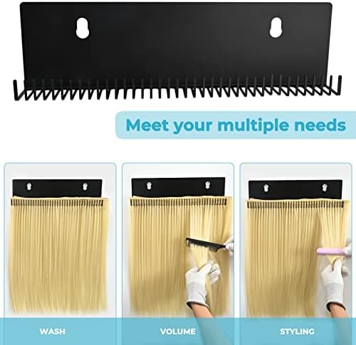 EHDIS Hair Extension Holder and Hanger/Display Professional Hair Styling Tool for Washing, Coloring and Blow-Drying of Weft, Clip-In, Tape-In Extensions- Black - Image 6