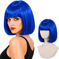 Short Royal Blue Bob Wig with Bangs for Women by PARTYTELLER