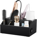 Bivvclaz Hair Tool Organizer, Wooden Hair Dryer Holder Wall Mount, Countertop Hot Tools Organizer for Hair Styling Accessories, Bathroom Supplies Vanity Caddy for Curling Wand, Blow Dryer, Black by Bivvclaz