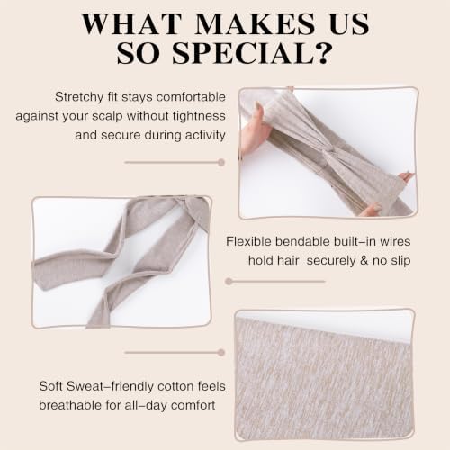 2-in-1 Heatless Curling Headband for Women & Flexible Curling Rods for Heatless Curls Overnight Heatless Hair Curlers No Heat Damage, Stretchy Fabric Headbands for Curly Long Hair, Sleep Gym Workout - Image 5
