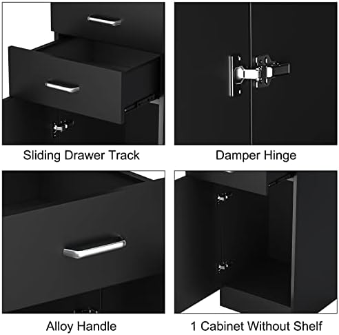 Paddie Wall Mount Barber Stations, Salon Stations for Hair Stylist, Hair Station Salon Furniture Sets with a Storage Cabinet, 2 Drawers and a 2 Tier Shelf, 17.3" L x 70.9" H - Image 6