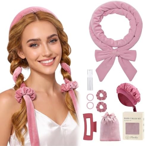 obeoby Heatless Curls Overnight Set, No Heat Hair Curlers To Sleep In, Pink by obeobyhairaccessories