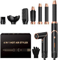 6 in 1 Hair Dryer Brush, Foldable Blow Dryer Brush with Air Styler Curler Wrap, Detachable Hot Air Brush Dry,Volumize, Straight,Curl, Negative Ion Brush Blow Dryer with Diffuser, Hair Styler Tools by OKWRAP
