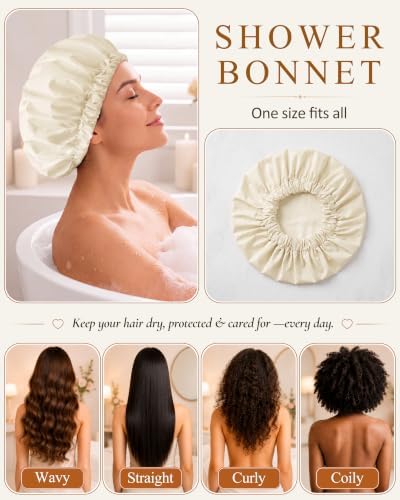 Edoneery Shower Caps for Women Reusable Waterproof, Shower Hair Cap - Image 5