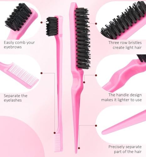 Hair Brush Set with Continuous Spray Bottle，Slick Back Hair Brush Back Brushing, Combing, Slicking Hair (PINK) - Image 6