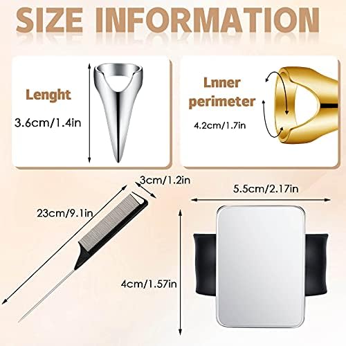 Patelai Stitch Braid Tool Finger 10 Hair Parting Ring,Black, Silver Gold - Image 2