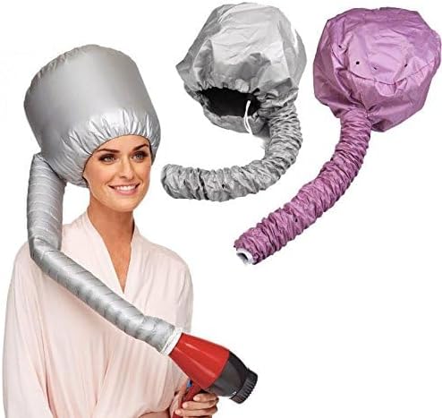 Kingzhuo 2 Pcs Bonnet Hair Dryer Portable Safe Women Hair Dryer Soft Bonnet Hair Dryer Hood Soft Hat Hair Dryer Hat Dryer for Blower (one Sliver Another is Pink) - Image 2