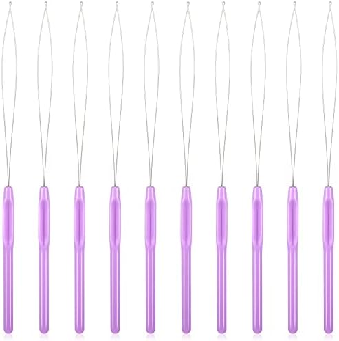 Zonon 10 Pcs Loop Needle Threader Tool for Hair Extension Bead,Purple by Zonon
