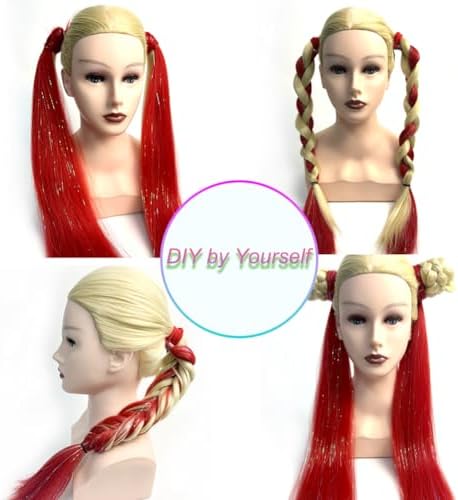Red Ponytail Extensions, Synthetic Hair Extension for Women Tinsel Extensions Braids for Festival Party Costume Daily Use Ponytail Hair Accessories Christmas Halloween Crazy Days Hair Pieces 2pcs/lot - Image 4