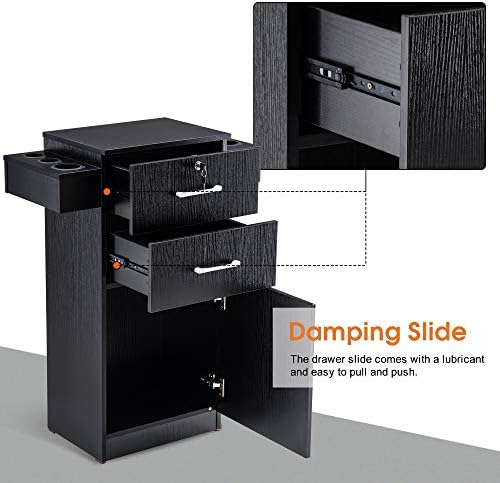 BarberPub Locking Stroage Cabinet, Barber Station with Holder, Black 2021 - Image 6